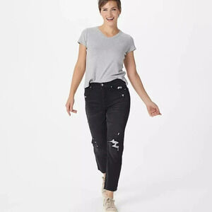 Serra Retreat Joie Rucker Dume High Rise Straight Jeans Size 10 Black Distressed